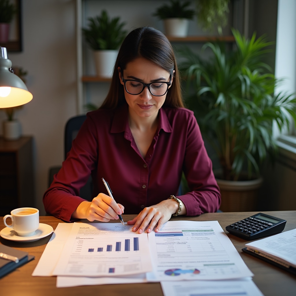 Financial analyst examining budget discrepancies