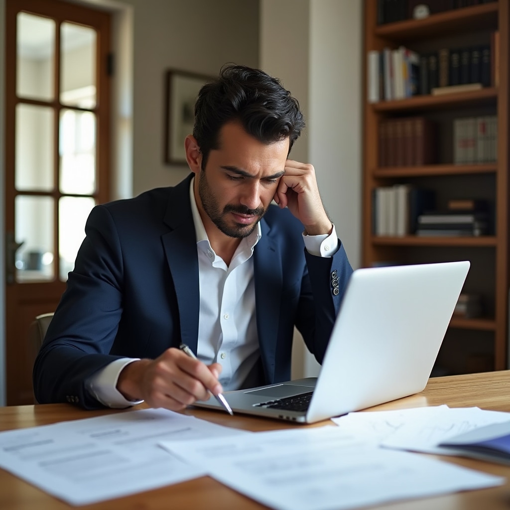 Professional reviewing real estate investment documents